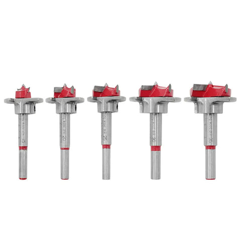 5 Piece Tungsten Carbide Adjustable Drill Bit Set For Concealed Hinges Do It All 15 To 35 Mm Hole Drilling Guide Bits