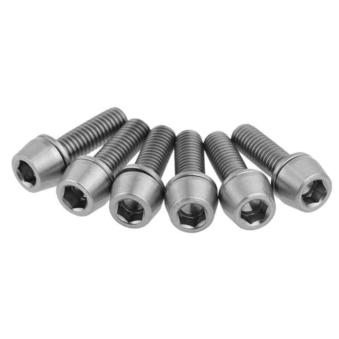 Titanium MTB Stem Bolts M5x16/18/20mm Taper Head Hex Socket Screws With Titanium Washers Pack Of 6 Dope Grade 5 6AL4V