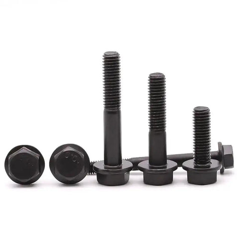 Flanged M8 Hex Bolts 1.25 X 80mm, Partial Thread, 10.9 Grade Alloy Steel, Black Oxide Finish, Displayed in 8 Pack