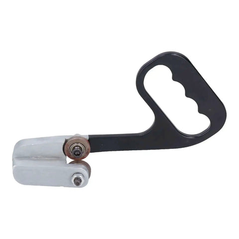 Kickass Metal Sheet Cutter With Dual Circular Edge Blades, stainless steel handheld cutter, side view of ergonomic handle