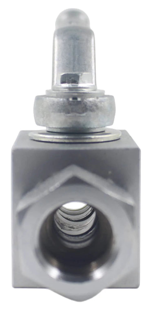 High pressure hydraulic ball valve 1/2'' NPT, 2-way shut-off, Amazon brand, front view showing bore