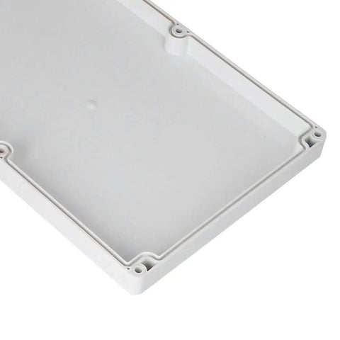 Corner view of Built Tough ABS Plastic Power Junction Box Electrical Enclosure IP65 Rated, showing inner lid details.