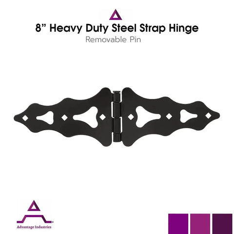 Heavy Duty 8 Inch Strap Hinges Decorative And Traditional Style For Wood Gates Sheds And Barn Doors Zinc Plated Black Finish