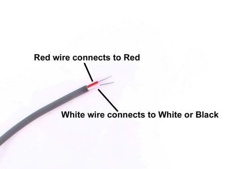 Two-wire connection for All-In-One Water Air And Solar Temperature Sensor Replacement For Jandy And Zodiac Controls Optimum Pool Technologies, detailing red and white wire connections.