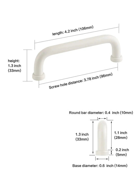 Five Pack White Modern Cabinet Pulls Drawer Handles With Three And Three Quarters Inch Hole Centers 96mm aluminum alloy dimensions