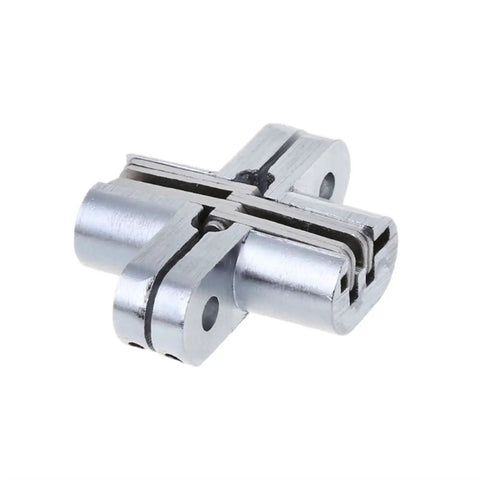 Hidden Cross Hinge Concealed 180 Degree Folding Door Hinge For Gate Door Cupboard And Furniture Hardware Set Invisible Cross Hinge Heavy Duty Durable Brushed Finish HyKab in silver alloy, 45x35mm