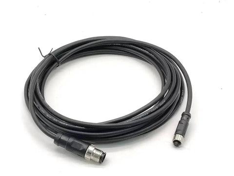 Dual End M12 to M8 Connector Cable, 4 Pin A Code Male to A Code Female, AWG22, Straight Molding PVC Waterproof Cable, coiled view