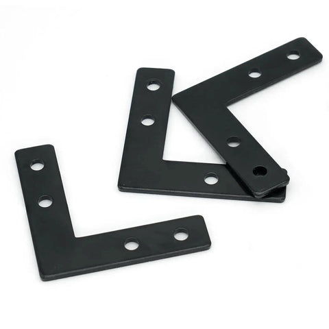 10 Sets Black L Connector Brackets With 40 M5 T Slot Nuts And 40 M5x8mm Hex Socket Cap Screws For 6mm Slot 2020 Series Aluminum Profile