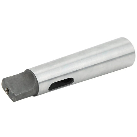 Silver metal drill sleeve adapter MT3-to-MT2 taper with square drive end