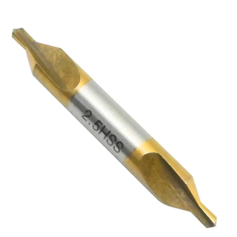 2.5mm Center Drill Set for Metal Fabrication, 10 Pc M2 HSS TiN Coated with 60 Degree Chamfer and Centering Drill Bit