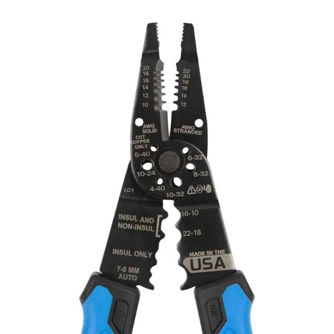 Pro Grade Long Nose Wire Stripper And Crimp Tool For 10 To 20 AWG Solid And 12 To 22 AWG Stranded Wire, Heavy Duty Electrician Tool
