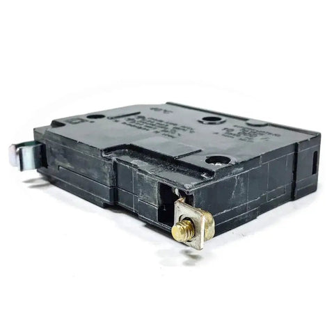 QOB120 Bolt-On 20 Amp 1 Pole Circuit Breaker For 120/240V Systems, 10kA, side view with bolt-on mount