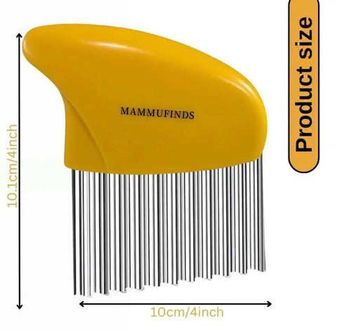 Versatile Potato Slicer And Kitchen Gadgets Set With Crinkle Cutter Onion Slicer Stainless Steel Blades, Side View, Yellow Handle