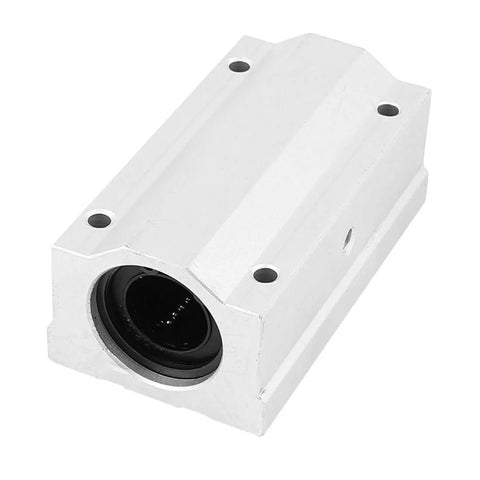 20Mm Linear Motion Ball Bearing Slide Bushing in Silver Tone, 95X55X40Mm body, front view showing 5Mm screw holes and durable metal construction