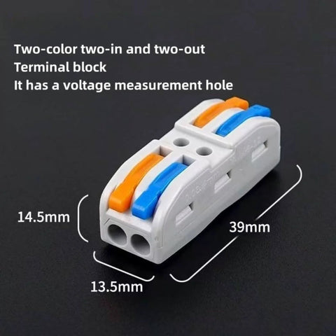 20 Pcs Lever Wire Connectors Push In Splice Block 2 In 2 Out Nylon PA66 Shell Tin Copper Conductors Safe Durable Electrical Terminal