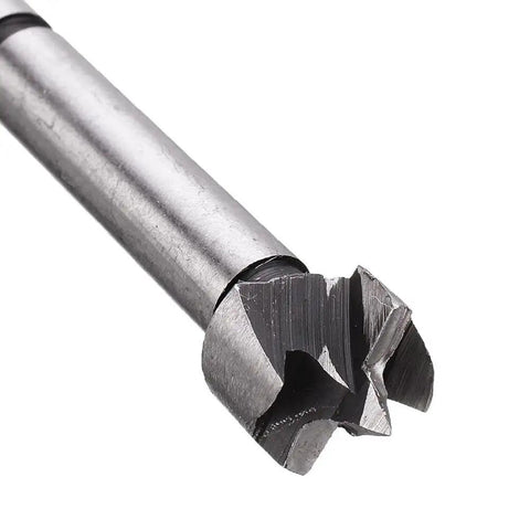 Close-up of a drill bit from the 7 Piece Woodworking Drill Bit Set 6 To 25 Mm Center Bits For Wood Drilling And Boring Holes Hinge Hole Cutter.