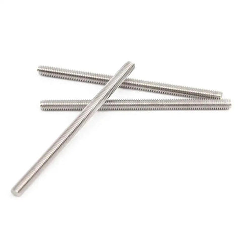 304 Stainless Steel Fully Threaded Rod 1/4 Inch 20 TPI 12 Inch, three rods on white background