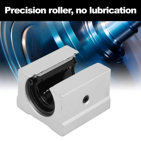 Open Linear Bearing Block SBR16UU 16mm aluminum showing precision roller for smooth operation in high-speed machinery