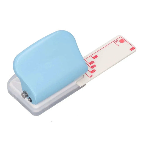 3 Hole Paper Puncher Handheld DIY Tool for B5 Papers Up to 5 Sheets of 70G with Plastic Cover and Metal Body in blue