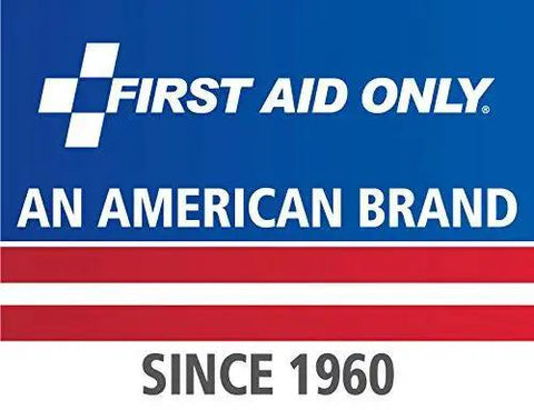 First Aid Only logo with American branding since 1960, blue background.