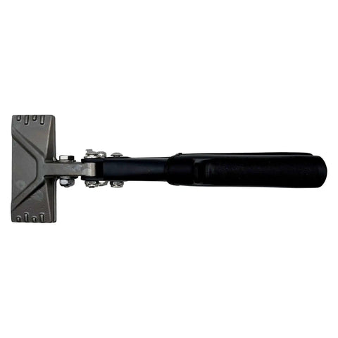 Top view of Three Inch Straight Hand Seamer With Cushioned Leverage Handles Drop Forged Nickel Plated Jaws Three Inches Wide By One And One Eighth Inches Deep Precise One Eighth Inch Graduations Pro Grade HVAC Sheet Metal Bending Seaming And Flattening.