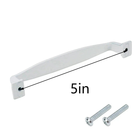 Six Piece Aluminum Alloy White Cabinet Drawer Pull Set With Screws, 5 inch center, elegant modern handle, side view