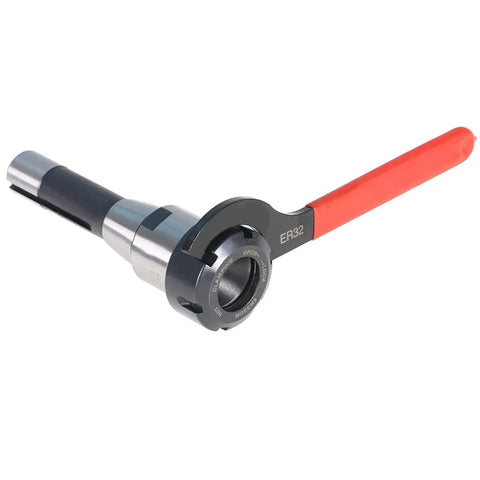 ER32 Collet Holder And Collet Set For CNC Milling And Engraving Machines, alloy steel, with wrench, 7/16 inch spindle thread, close-up view