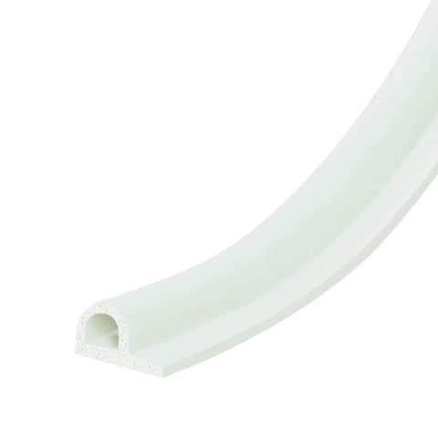 White Frost King EPDM rubber self-stick weatherseal tape, P-section, 3/8 in W x 7/32 in T, 17 ft long