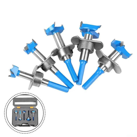 Carbide Hinge Boring Bit Set For Accurate Drilling In Laminate Plywood Hardwoods And Softwoods With Multi Drill Compatibility.