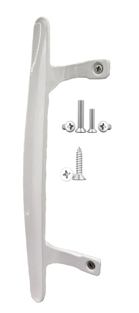 Side view of Painted White Diecast Zinc Alloy Sliding Patio Door Handle Replacement Heavy Duty Six And Five Eighth Inch Hole Spacing