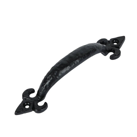 Trishul Iron Pull Handle 6 Inch for Kitchen Cabinets, Antique Black Powder Coated Finish, Durable Iron Construction, Side View