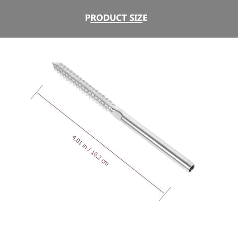 Beefy Stainless Steel Threaded Lag Screws With Spanner For Left And Right Heavy Duty Cable Deck Railing Screws, size 4.01 in