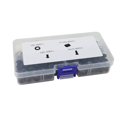 All In One Aluminum 2020 T Slot Hardware Set in transparent case with M6x8, M6x10 screws, nuts, washers for 2020 2040 extrusions