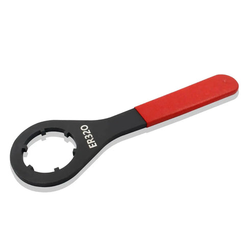 O Type Wrench Spanner For ER32 Collet Chuck Clamping Nut With Red Non Slip Handle Beefy Heavy Duty Carbon Steel Construction 11 Inch Long 280mm Easy Grip Pro Grade Tool
