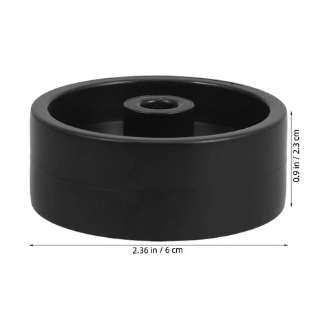 Black plastic patio heater caster wheel, 6 cm diameter, 2.3 cm tall, universal replacement