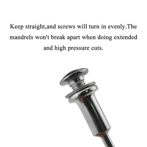 Close-up of One Eighth Inch Cut Off Wheel High Speed Steel Screw Mandrel Shank Holder Rotary Tool Bit Set