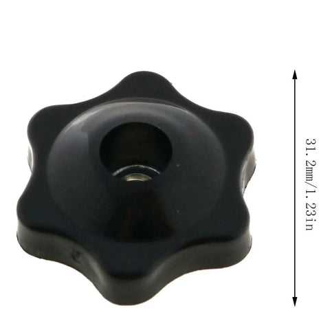 Six Pack 1/4 Inch Nylon Hex Head Thru Knobs For Clamping Jigs And Fixtures, Durable Black Nylon With Stainless Steel, side view