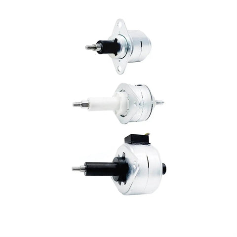 Compact Linear Telescopic Push Rod Motor Kit in 20 25 35 mm sizes, silver and black, ideal for DIY robotics, front view.