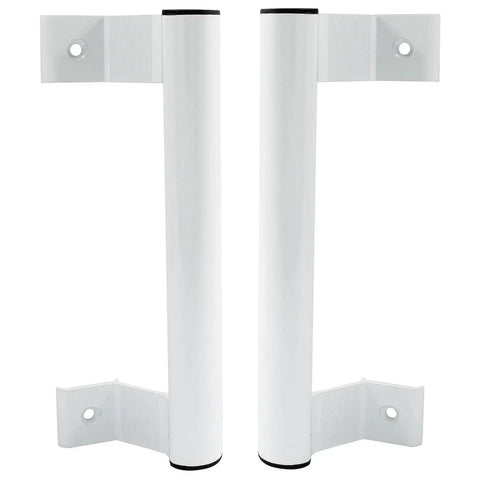 Two Pack 8 Inch Aluminum Sliding Door Handles For Glass Doors White Includes Four Mounting Screws Fits Six And Five Eighths Inch Mounting Holes