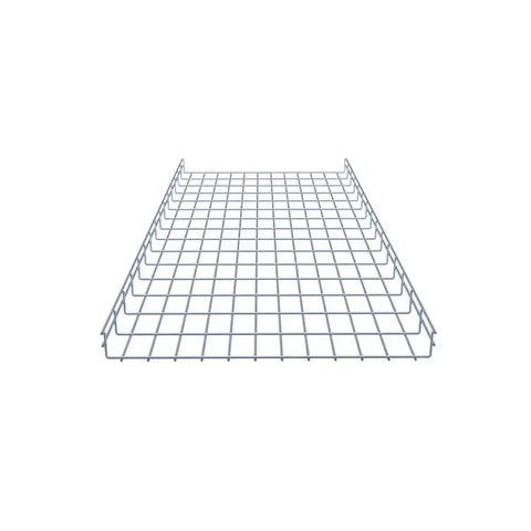 Heavy Duty Wire Mesh Cable Tray Set In Electro Zinc Plated Silver Steel front view for cable management, 1.97 x 23.63 x 59.06 inch