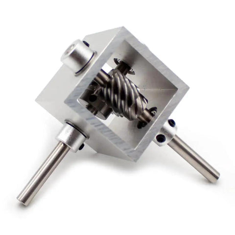 Right Angle Worm Gearbox 1 To 2 Turbine Transmission Reducer With 6mm Shaft, 90 Degree Drive, Aluminum Alloy Housing And 42CrMo Steel Worm Gears