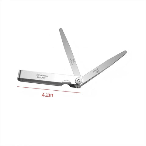32 Blades Stainless Steel Feeler Gauge Set With Dual Scale Metric And Imperial Readings For Spark Plug And Valve Gap Adjustment 0.03 To 1 Mm