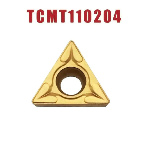 Pro Grade TCMT2151 Carbide Turning Inserts Set Of 20 For CNC Lathes 110204 tin-coated triangular insert front view