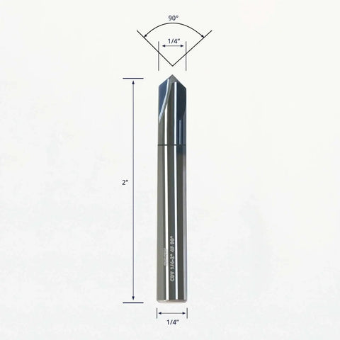 Versatile Chamfer End Mill for Alloy Steel and Hardened Steel, Carving and Drilling, V Groove 90 Degree Milling Bits, 1/4 inch shank