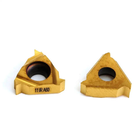 Close-up of 11IR A60 inserts from the Internal Lathe Threading Boring Bar Holder Kit For CNC Turning With SNR0010K11 And 10 Pcs 11IR A60 Inserts T8 Wrench Stainless Steel High Grip Impact Resistant Tools DZ05.