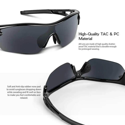 Polarized Sports Sunglasses For Men Women And Youth With TAC Lenses And TR90 Frame Built To Last Scratch Resistant Unbreakable UV Protection