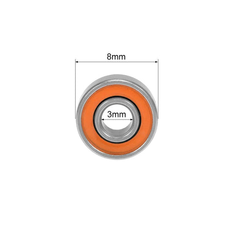 uxcell S693C-2OS hybrid ceramic ball bearing, 3x8x4mm, orange seal