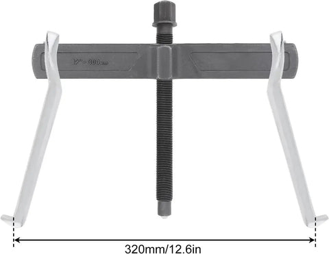 12 Inch Two Jaw Gear Puller With Adjustable Clamping Depth And Reversible Pulling Action displayed with measurement scale