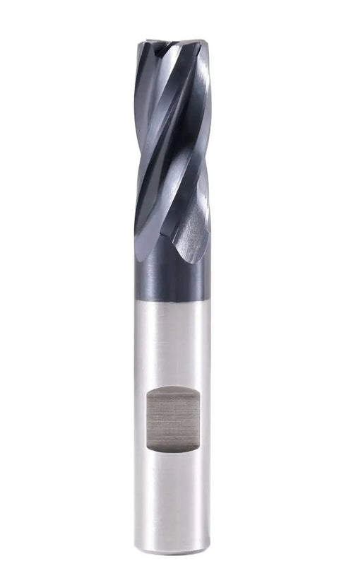 M42 8 Percent Cobalt TiAlN Finishing End Mill For CNC Center Cutting With Half Inch Shank And Half Inch Cutting Diameter.