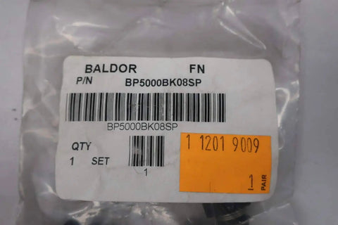 Set of 2 DC motor brushes BP5000BK08SP D664384 replacement pack label in plastic packaging for industrial use.